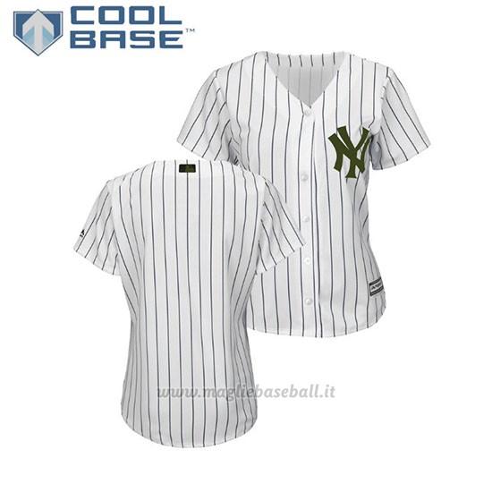 Maglia Baseball Donna New York Yankees 2018 Dia de los Caidos Cool Base Bianco